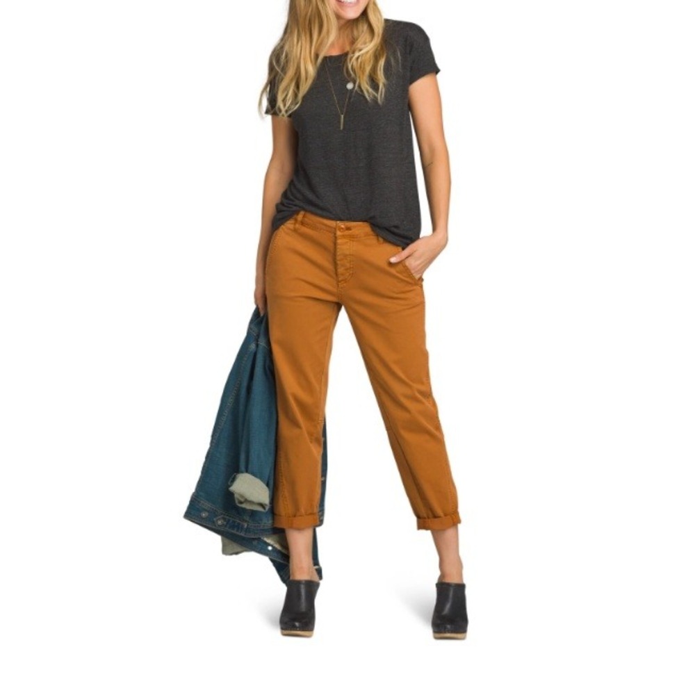 prAna Women's Burnt Caramel Organic Cotton Cropped Pants Size 4‎
